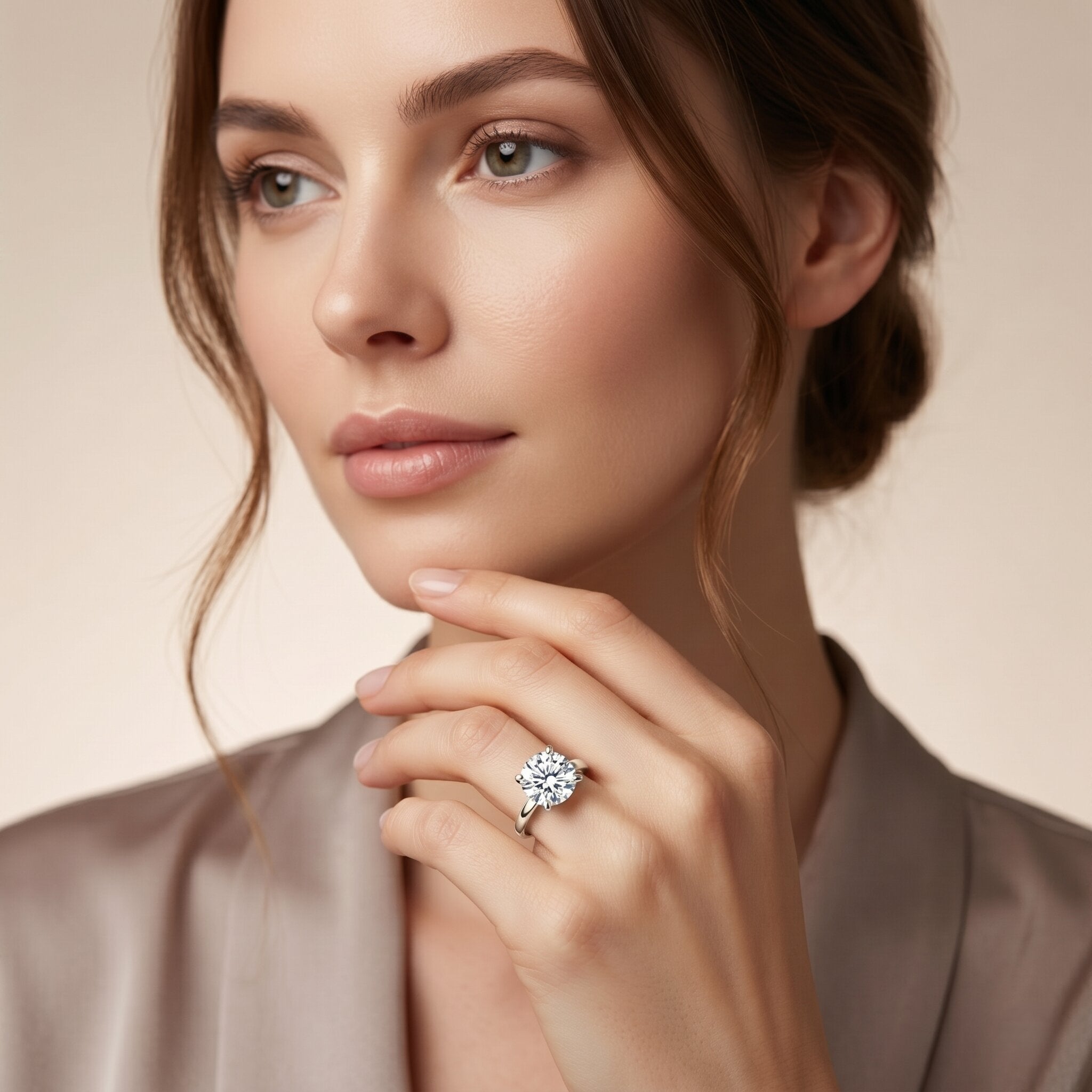 IGI Certified 3 CT Round Lab Grown Diamond Solitaire Engagement Ring