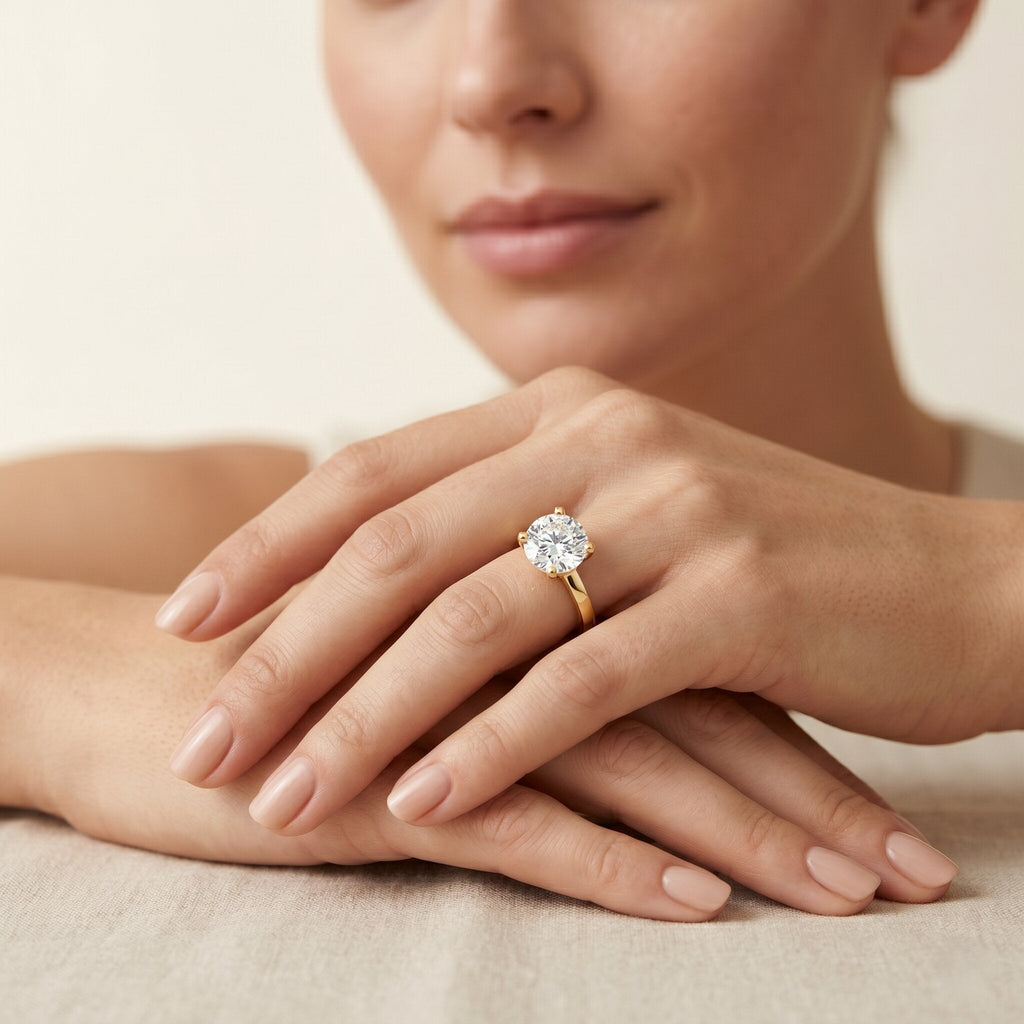 IGI Certified 3 CT Round Lab Grown Diamond Solitaire Engagement Ring
