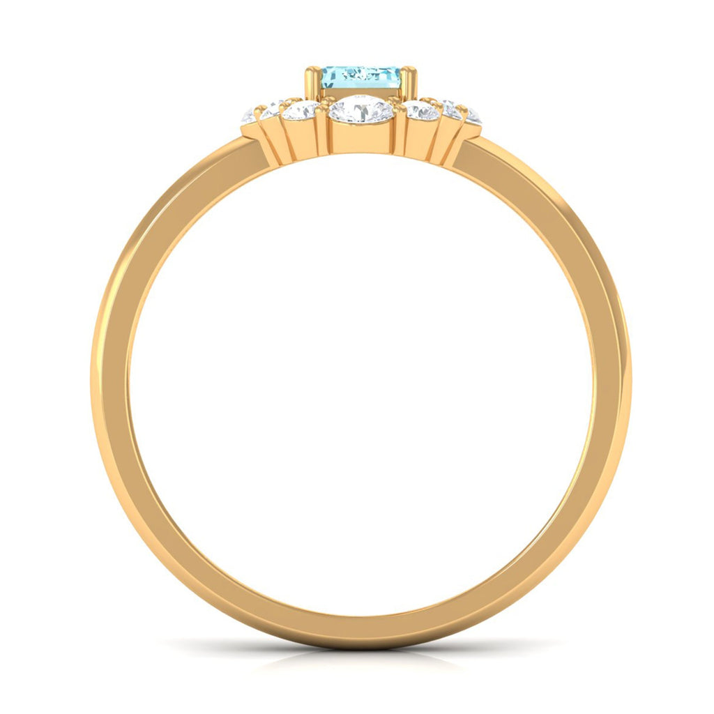 Octagon Aquamarine Engagement Ring with Diamond Halo